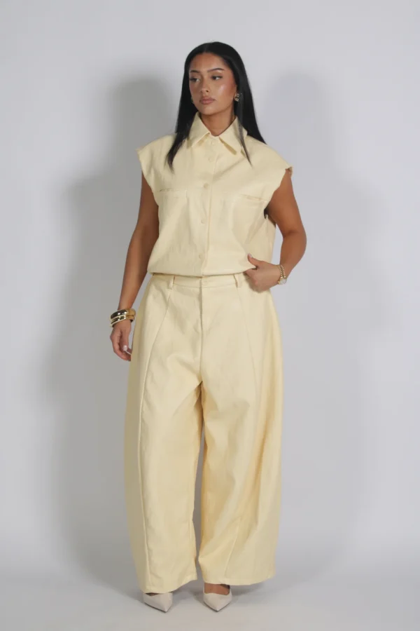 Korte mouwen buttem yellow set