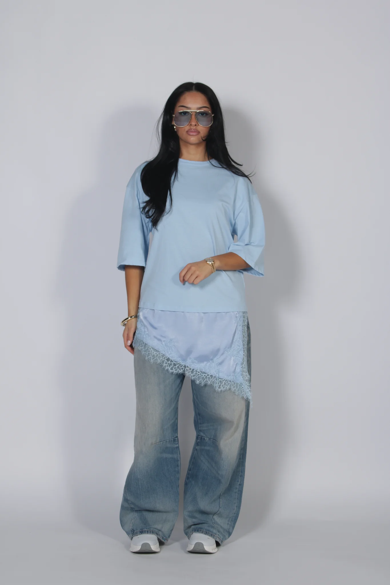 Lace shirt blue - Afbeelding 1
