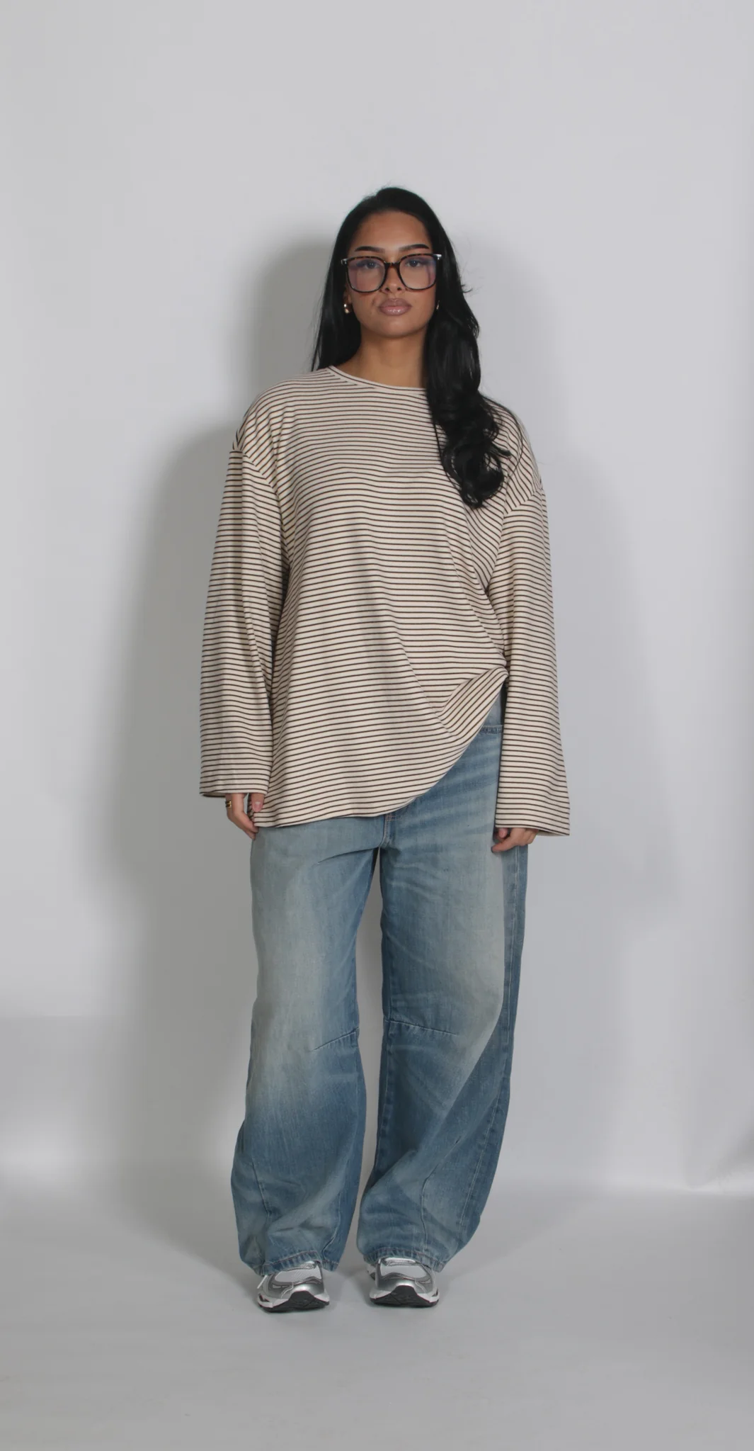 Striped shirt beige - Afbeelding 1