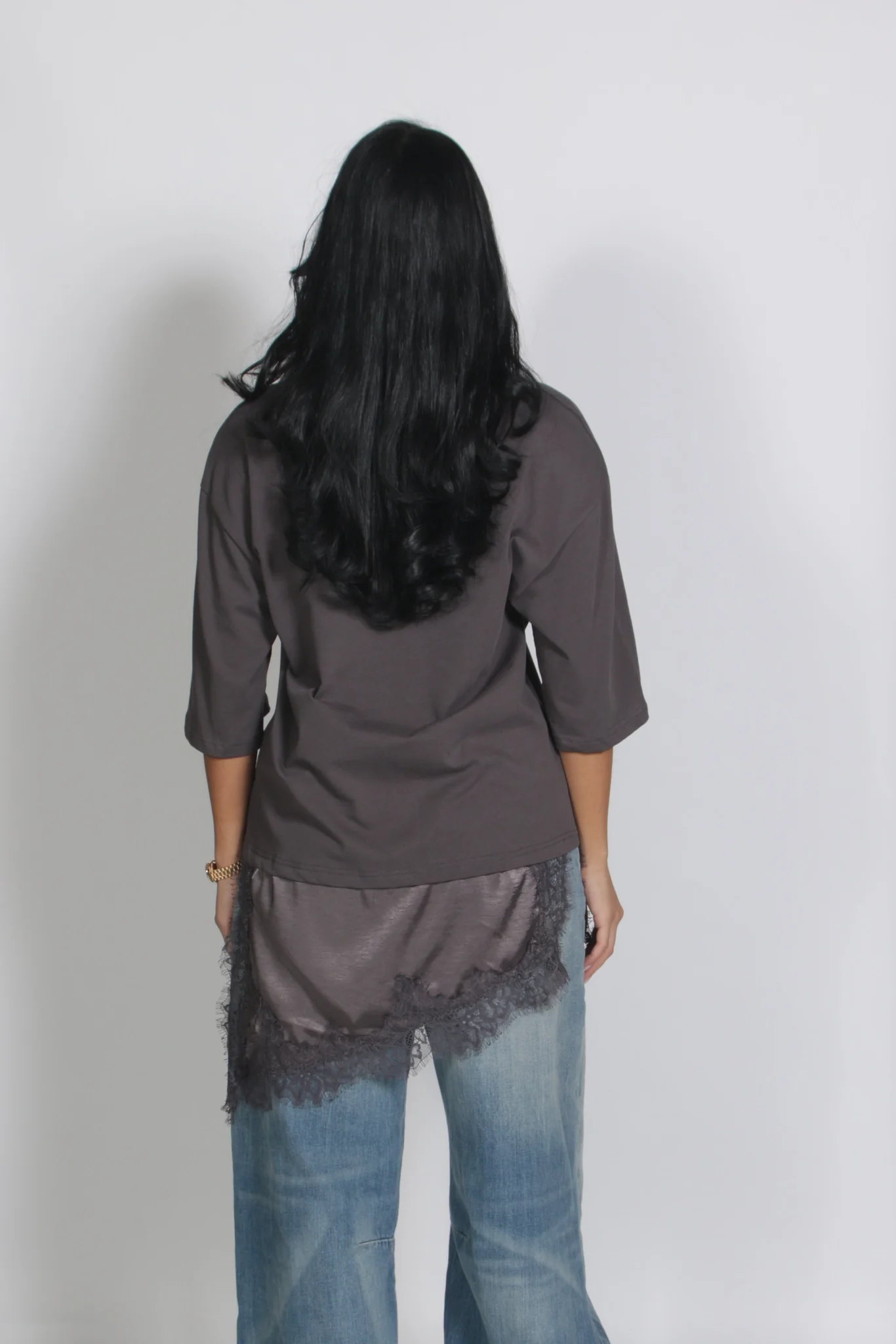 Lace shirt grey - Afbeelding 2