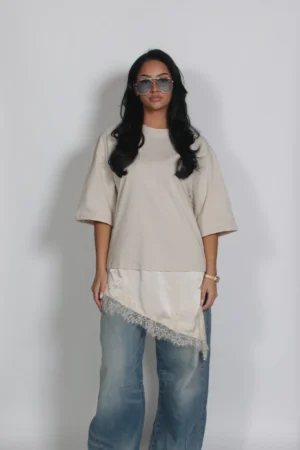 Lace shirt beige