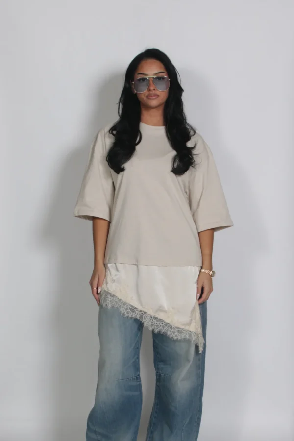 Lace shirt beige