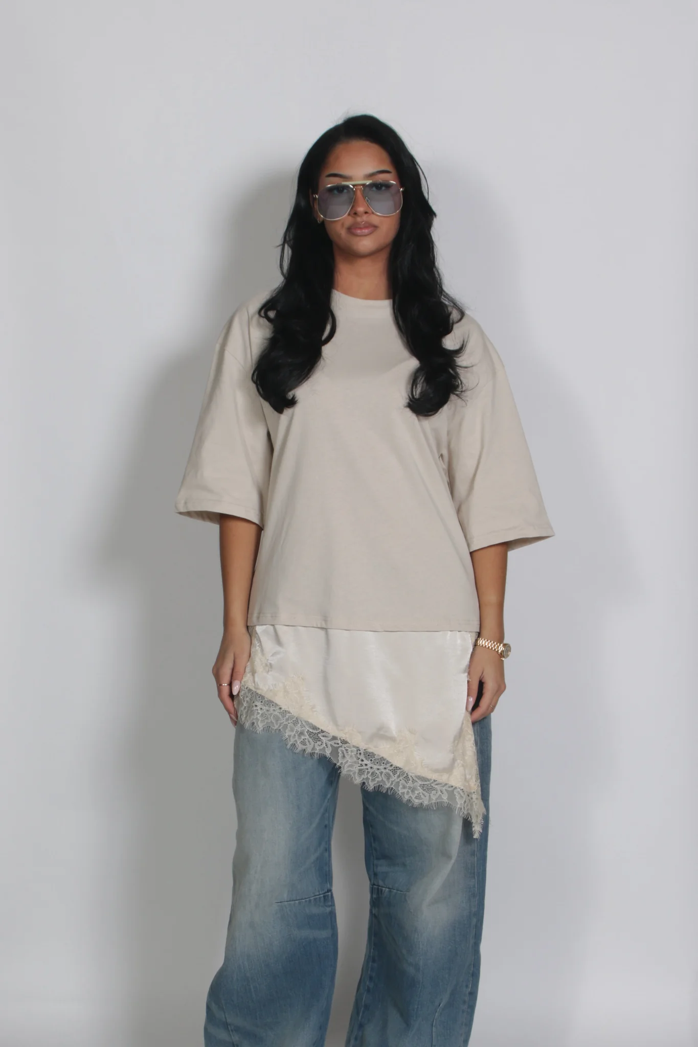 Lace shirt beige - Afbeelding 1